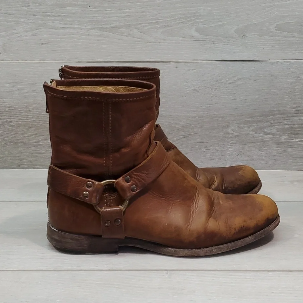 Frye Womens Veronica Harness Ankle Leather Boots Boho shoes sz 9.5B